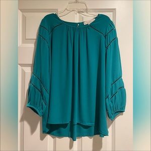 3/4 Sleeve Turquoise Blouse